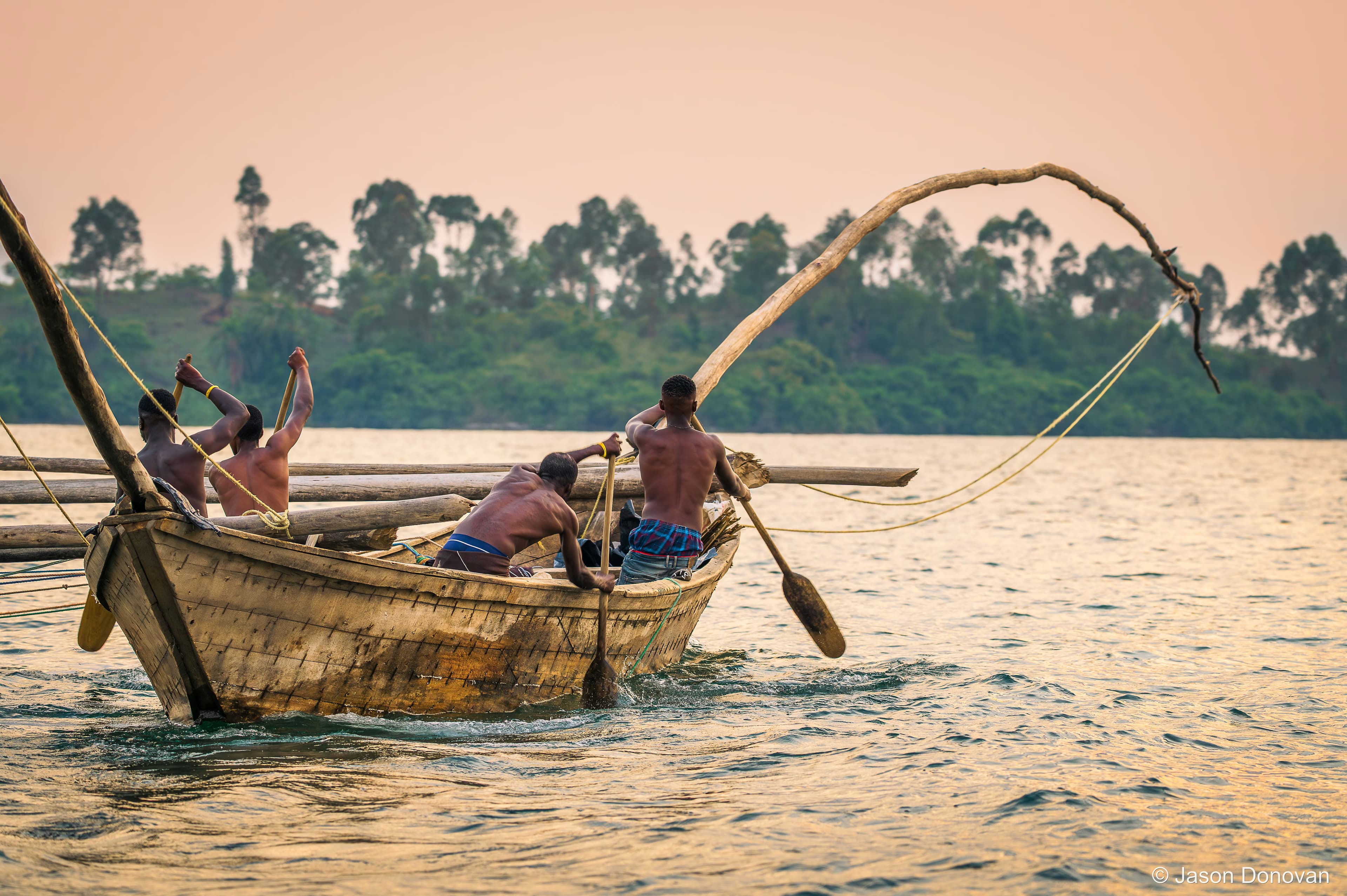 Fishermen at sunset Rwanda photography by Jason Donovan