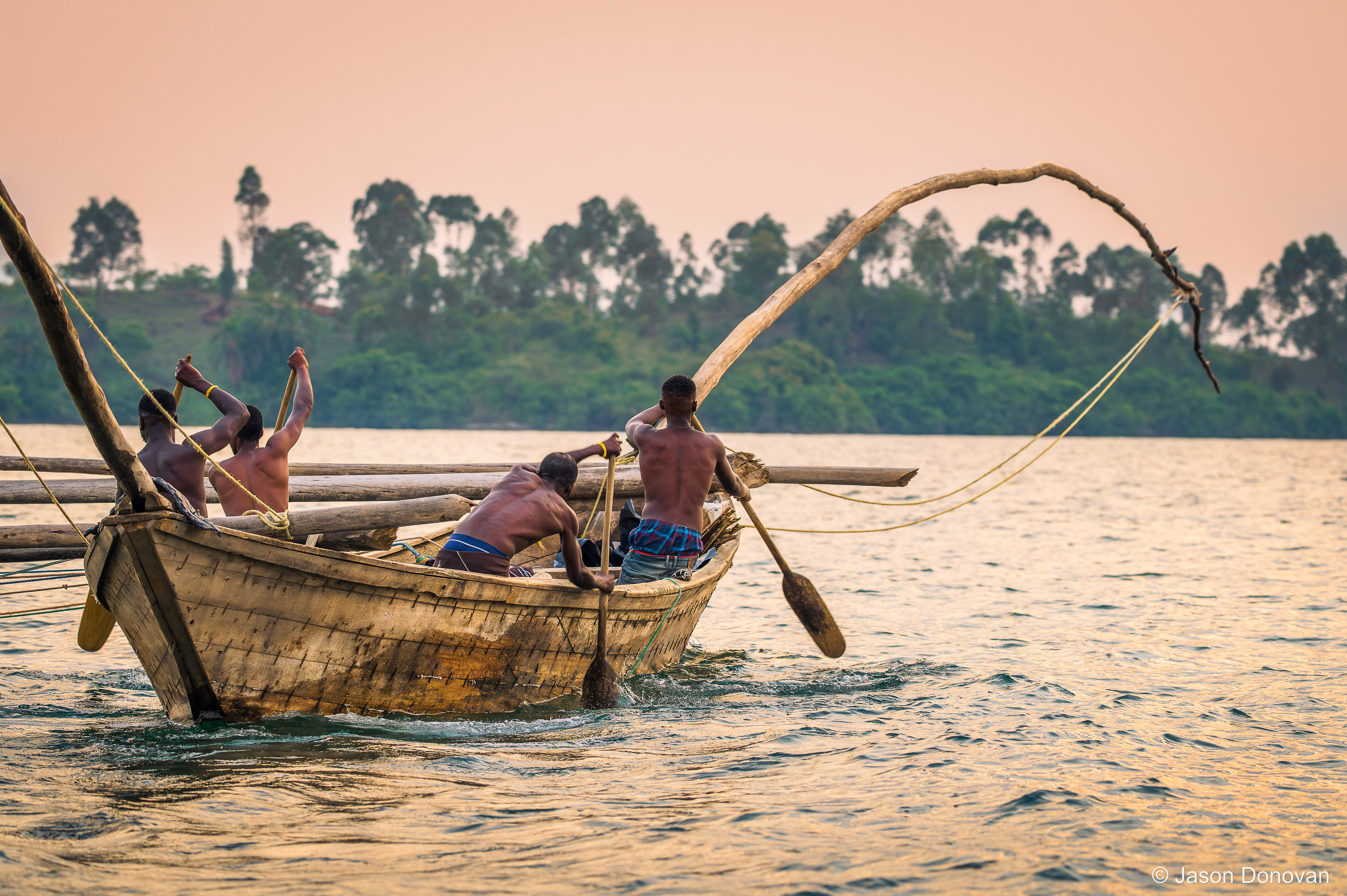 Fishermen at sunset Rwanda photography by Jason Donovan
