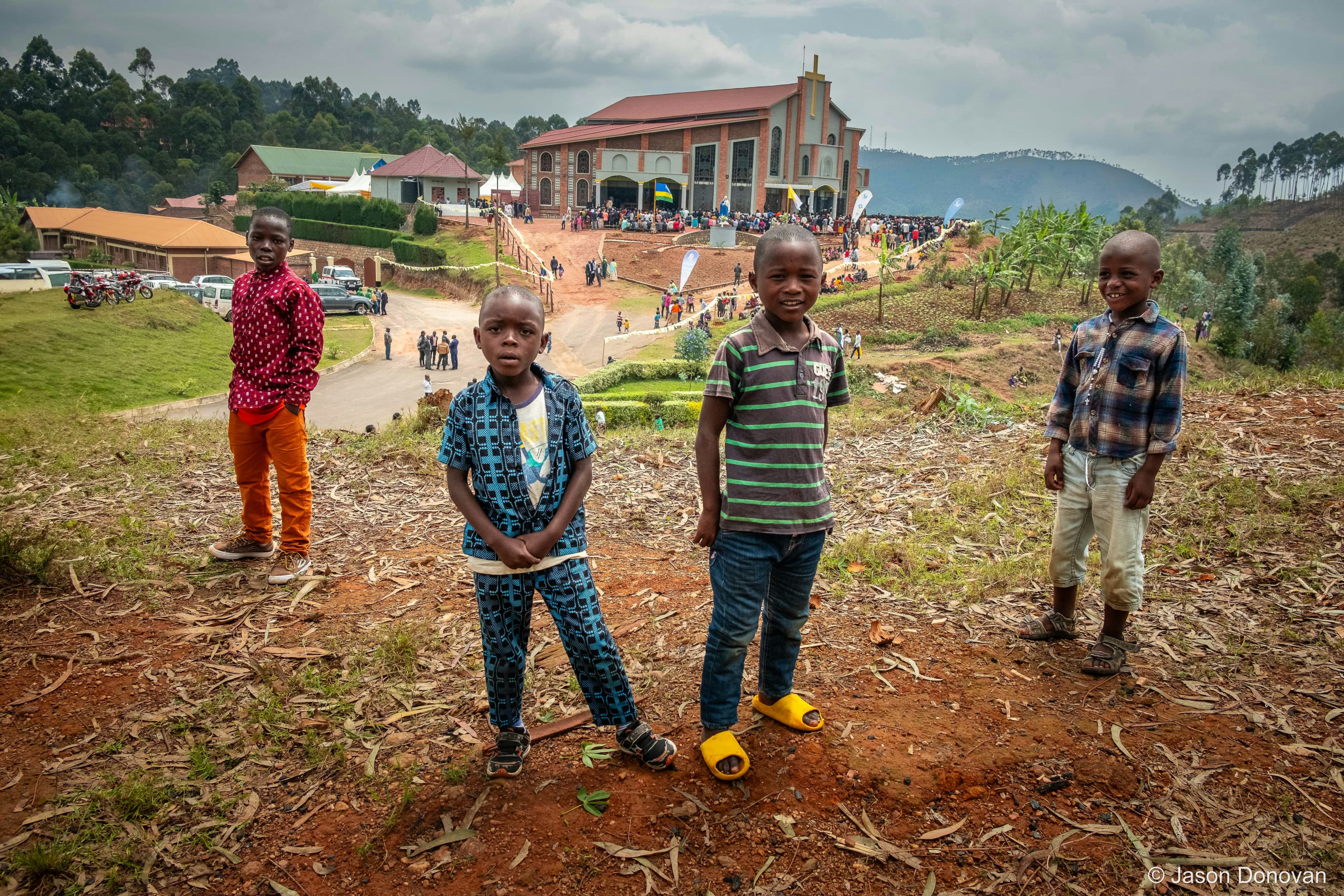 Children outside Church Rwanda photography by Jason Donovan