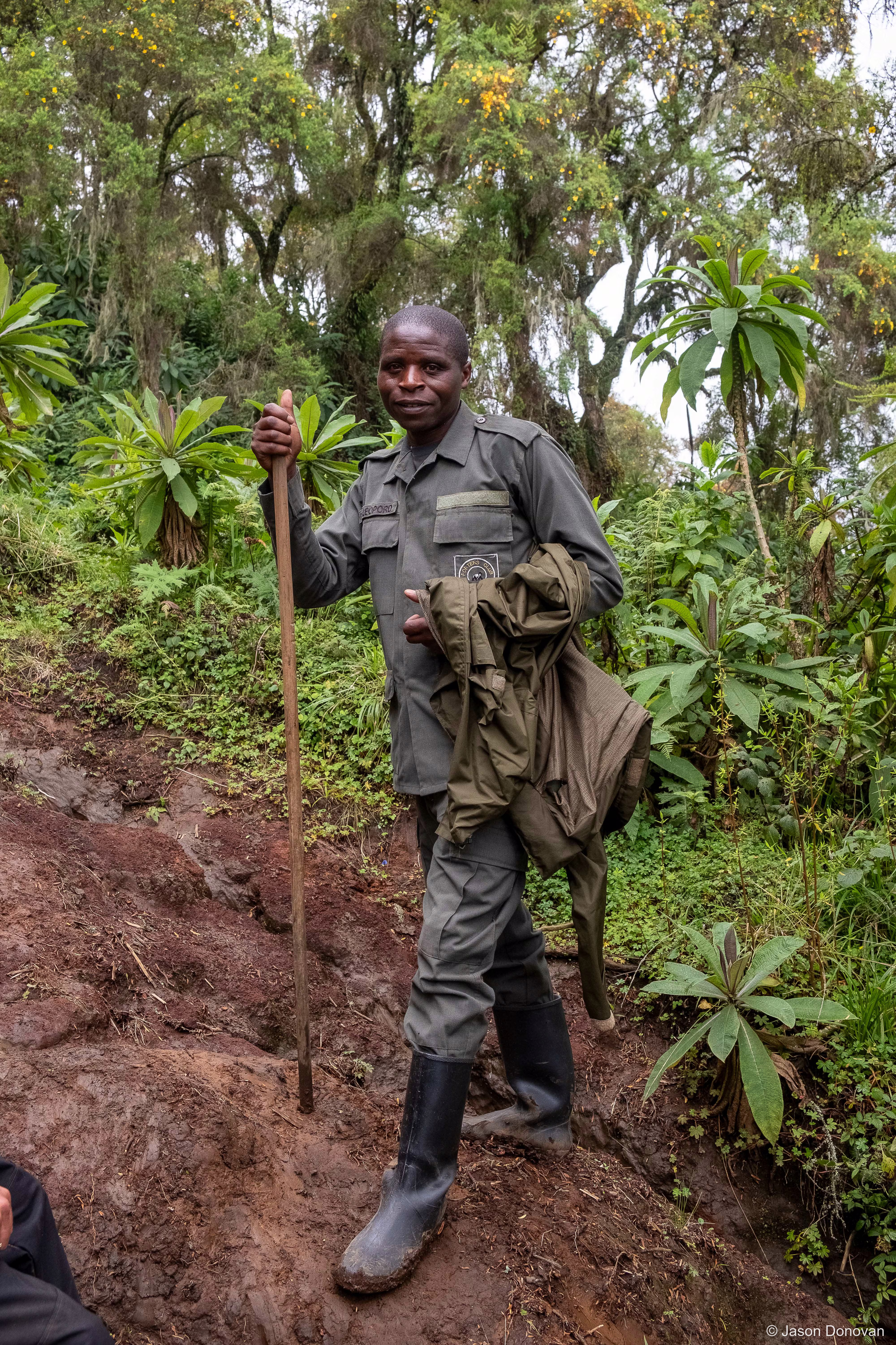 Ranger in Virunga Mountains Rwanda photography by Jason Donovan